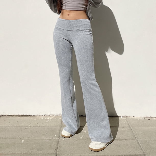 MKLEKYY Leggings de mujer de vestir, pantalones de yoga de punto de color sólido casuales de moda para mujer, pantalones de chándal ajustados de tiro bajo cómodos
