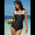 thumbnail image 6 of Olabelle Women'S One Piece Swimsuits Color Block Slimming Tummy Control Bathing Suit V Full Coverage Swimwear Black XXL, 6 of 7
