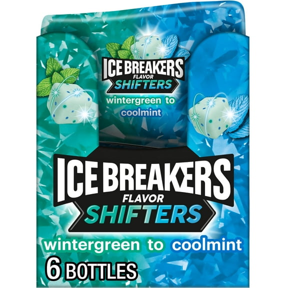 ICE BREAKERS Flavor Shifters Wintergreen to Coolmint Flavored Sugar Free Chewing Gum Bottles, 3.24 oz (40 Pieces, 6 Count)