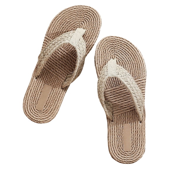 MEIBUTYUP 1 Pair Japanese Style Khaki Indoor Slippers with Soft Insole Comfortable Lightweight Footwear for Home