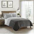 thumbnail image 4 of Dearfoams Grey Solid Velvet Plush 7 Piece Quilt Bedding Set with Polyester Sheets, King, 4 of 7