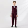 thumbnail image 4 of Boys Wedding Ring Bearer Tuxedo Suit 5 PCS Gentlemen Outfits Blazer Dress Shirts Pants Vest Bowtie Formal Dresswear 12 Years, Wine, 4 of 7