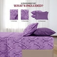 thumbnail image 3 of Lux Decor 6-Piece King Size Sheets Set – Ultra-Soft Microfiber, Paisley Print, Upto 16" Deep Pocket Fitted Sheet, Flat Sheet & 4 Pillowcases, Purple, 3 of 10