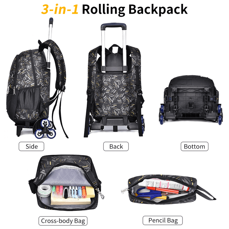 Student High Capacity School Bag Rolling Backpack Kids Trolley Bag