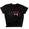 thumbnail image 1 of Moda mujer Casual cuello redondo Love You impreso camiseta suelta manga corta Tops blusa Pompotops  hkajfhjk459004, 1 of 3