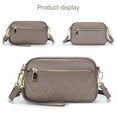 thumbnail image 3 of Triple Zip Lightweight Small Crossbody Bags for Women Quilted Shoulder Purses and Handbags - grey, 3 of 5