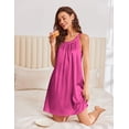 thumbnail image 3 of Ekouaer Silky Satin Nightgown for Women Sleeveless Sleepwear Tank Night Shirts Pleated Sleepshirt Casual Dress, 3 of 6