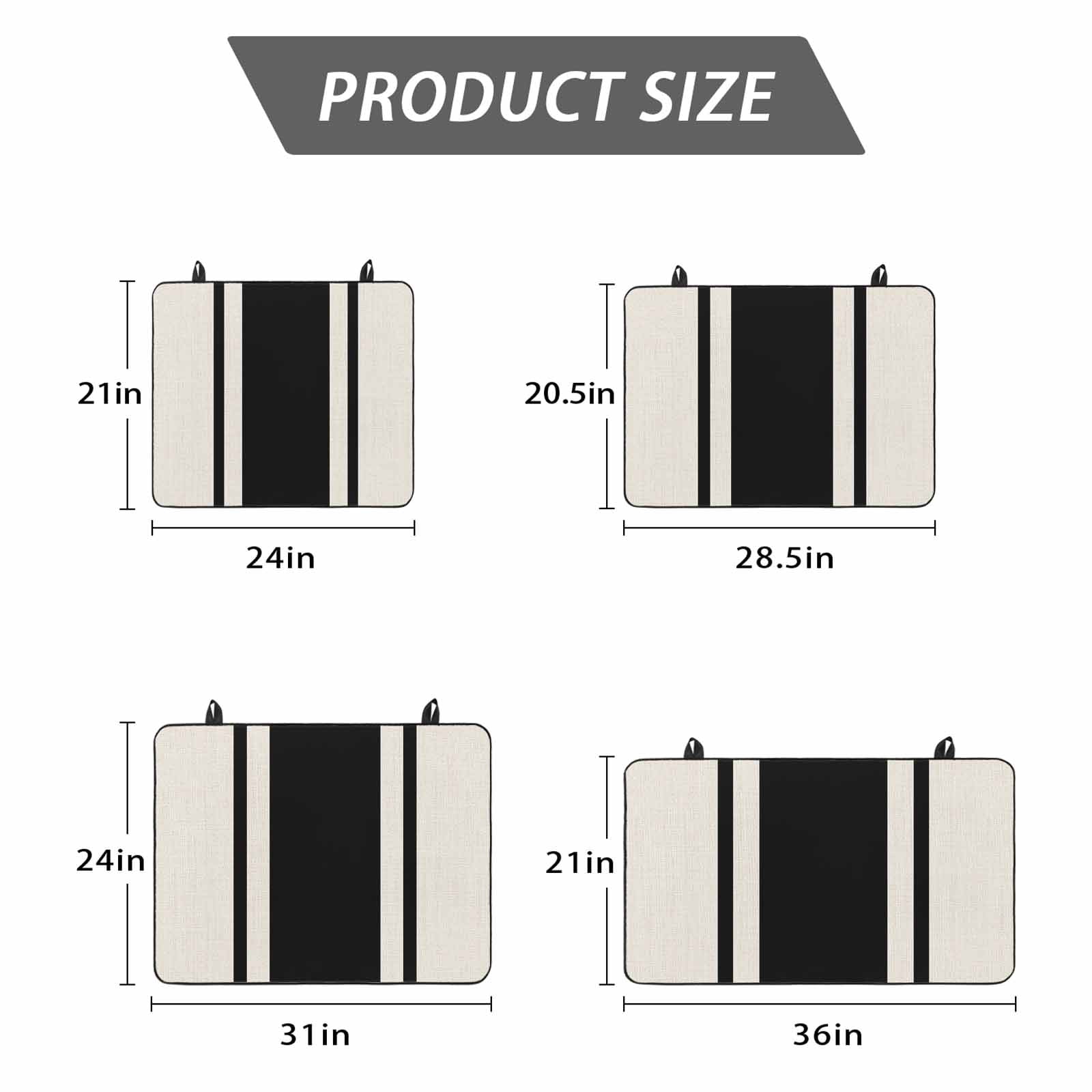 Black Vintage Stove Top Cover for Electric Stove, Heat-proof & Non Slip Glass Top Stove Cover Protector, Geometric Stripes Simple Lines Kitchen Flat Cooktop Rubber Mat 24x21 Inches