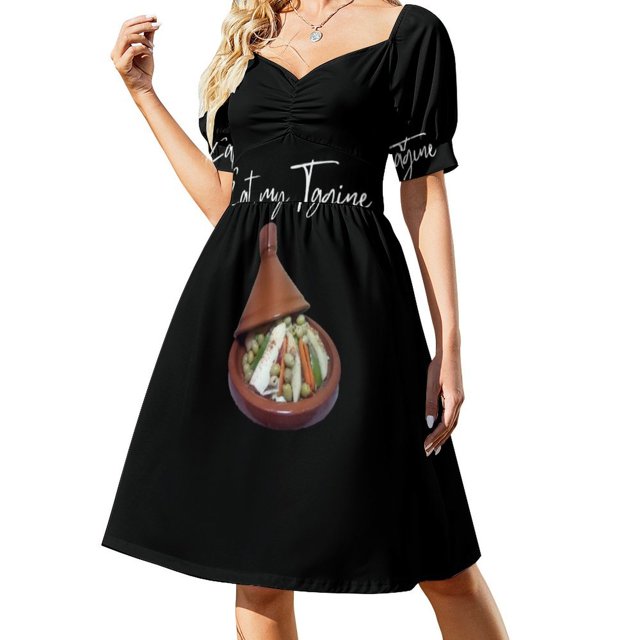 Divertido Eat My Delicious Vegetales Tagine vestido de manga corta vestido de noche de mujer vestido de verano mujer 2025