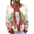 thumbnail image 2 of DDAPJ pyju Christmas Sweaters Christmas Cardigan for Women Animal Floral Christmas Tree Long Sleeve Button Knit Cardigan Sweater Multicolor L, 2 of 4