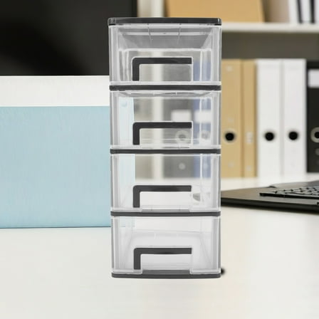 Uonlytech Stackable Storage Box Plastic Drawer Design Dustproof Desktop Organizer for Home Users 1Pack