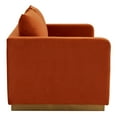 thumbnail image 3 of LeisureMod Loveseat Upholstered in Velvet with Brushed Gold Stainless Steel Base and Removable Cushions for Modern Home, Living Room, Offices Nervo Collection in Orange Marmalade, 3 of 7