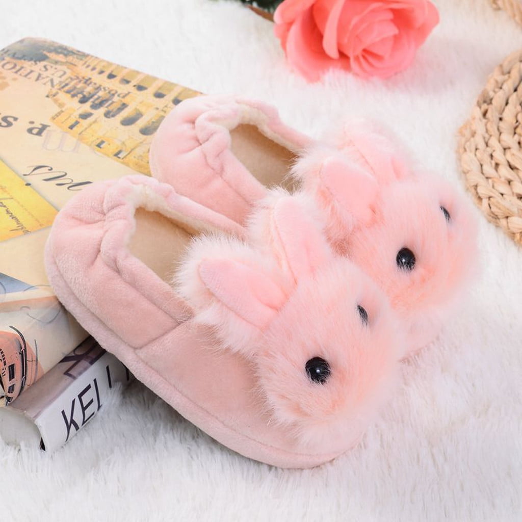 ONCAI Kids Cute Bunny Cotton Plush Warm House Slippers Non-Slip For Toddler Little Kid 