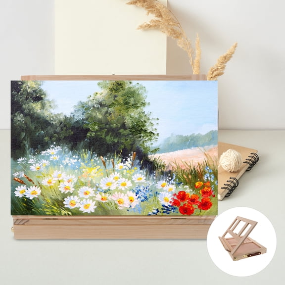 Luxshiny Wooden Tabletop Easel with Paper Holder, 360° Rotation, Khaki Color, 13.4 x 10.2 x 2.0 Inches for Drawing and Painting