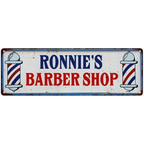 RONNIE'S Barber Shop Hair Salon Gift Metal Sign Retro 6x18 206180031414