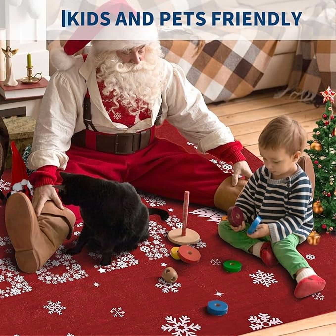 Merry Christmas Welcome Mat Outdoor Coir Doormat, with Heavy-Duty PVC Backing, Kitchen Rugs and Mats Washable Non-Skid Kitchen Mats Christmas Decorative Runner Rugs for Outdoor/Indoor Uses 9'x12'