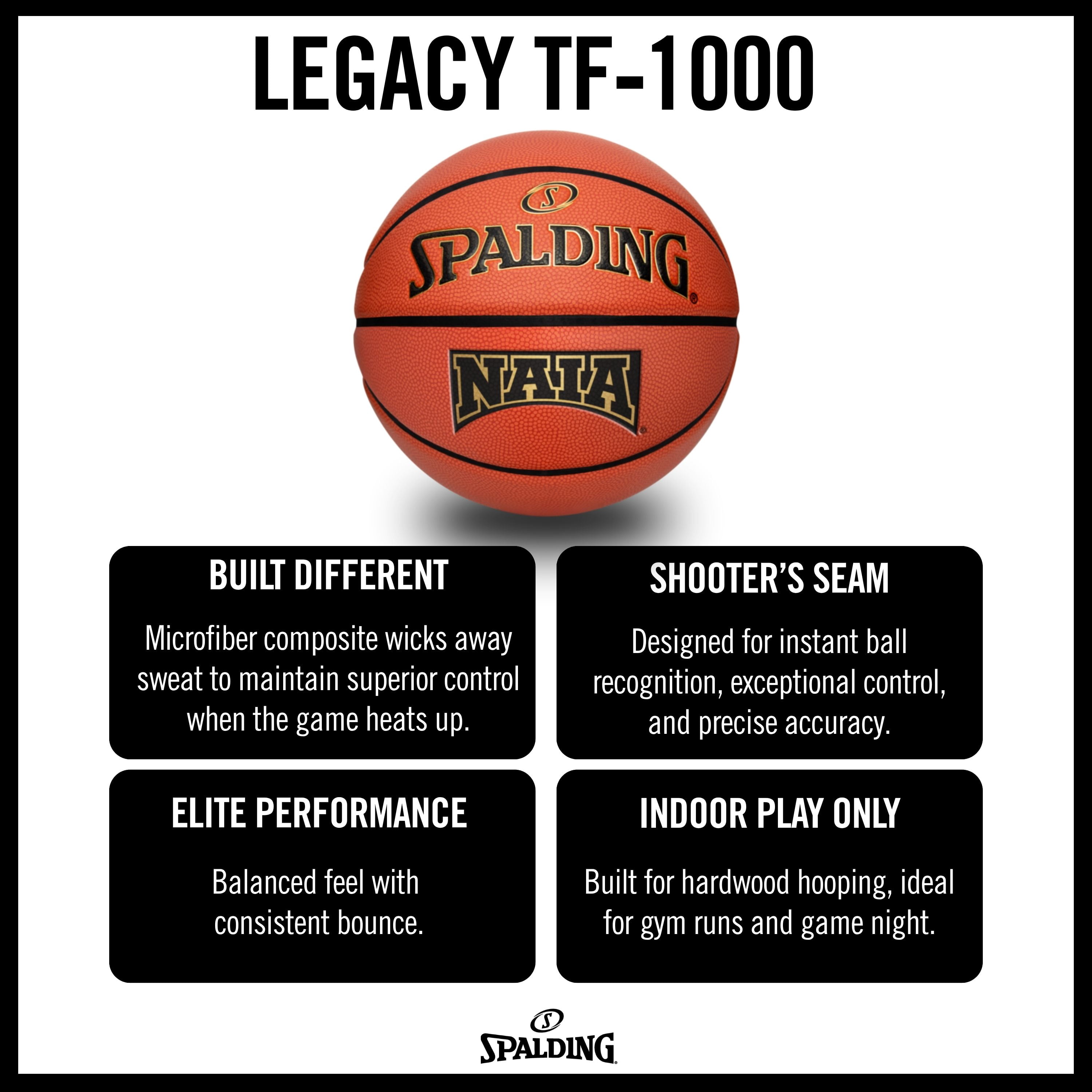 Spalding Legacy TF-1000 Indoor Game Basketball 28.5 Inch NAIA Official