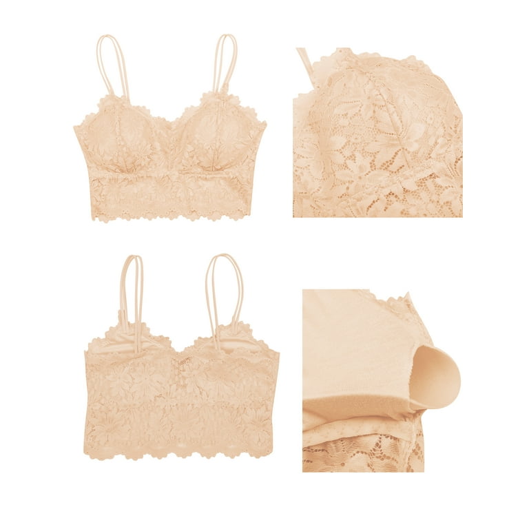 SHCKE 3-pack Lace Bandeau Bras with Strap Women Wrapped Bralettes
