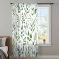 thumbnail image 4 of Eucalyptus Leaves Sheer Curtains 72 Inches Long, Sage Green Watercolor Farmhouse Light Filering Curtains, Breathable Simi Curtain Privacy Drapes for Living Room Bedroom Lightweight Window Treatment, 4 of 9