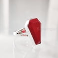 thumbnail image 3 of Aries Coral Coffin Ring, Natural Red Coral Ring, April Birthstone, Unisex Ring, Womens Ring, Coffin Ring, 925 Sterling Silver, Christmas, Handmade, Statement Jewelry, Coffin Shape Gemstone Ring, 3 of 6