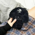 thumbnail image 2 of Compatible with iPhone 12 Pro Case Cute Plush Furry Dog Phone Case for Women Girls Girly 3D Cartoon Kawaii Case Soft TPU Shockproof Protective Cover Black, 2 of 12