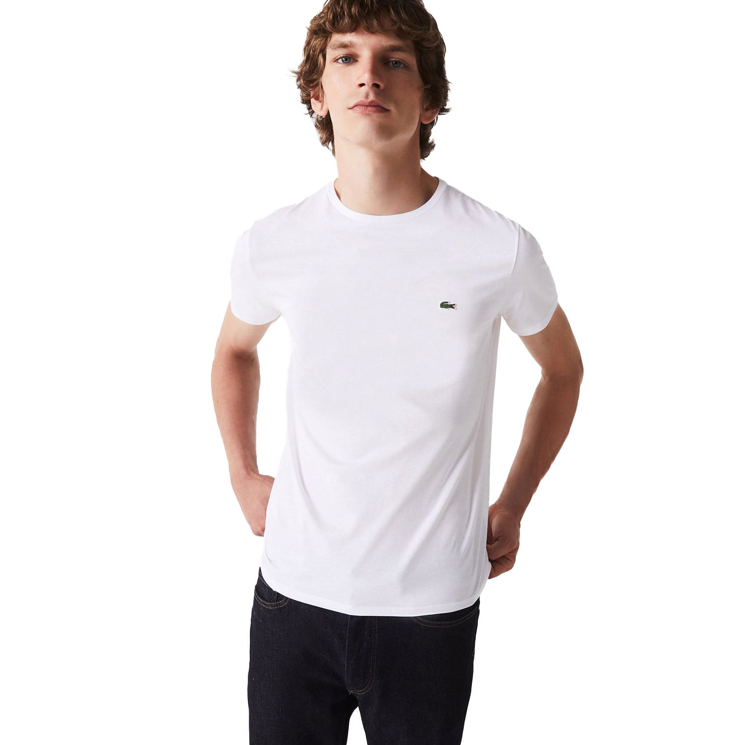 Lacoste Men's Crew Neck Pima Cotton Jersey T-shirt White th6709-001 ...