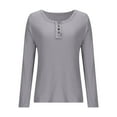 thumbnail image 4 of FAIWAD Going out Tops for Women Scoop Neck Long Sleeve Slim Fitted Knit Shirts Button Down Casual Basic Blouse, 4 of 8