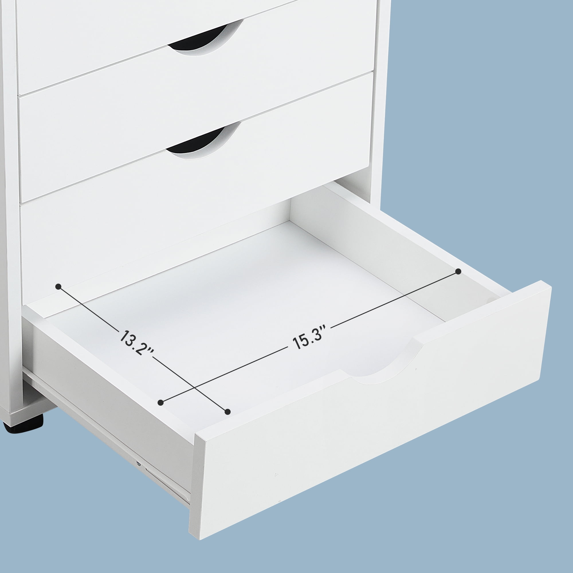 EDX 7 Drawer Dresser - Spacious Wood Storage Cabinet for Bedroom, Home, Office Organization, White