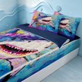thumbnail image 2 of Erosebridal Cartoon Shark Zipper Full Size Comforter Sets with Fitted Sheet and 2 Pillowcases, Sea Sealife Zipper Bedding Set, Navy Reversible, 2 of 7