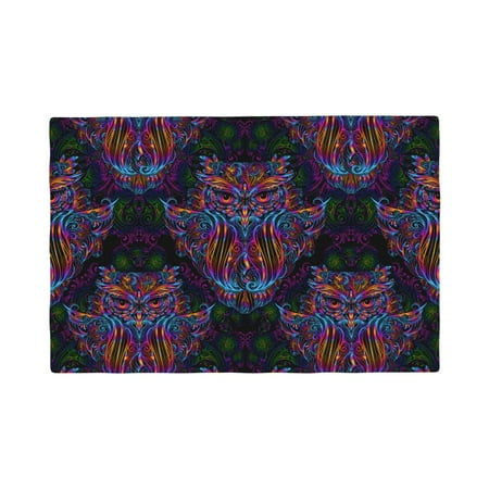 

Placemats Set of 4 Paisley And Owls Heat Resistant Non - Slip Place mats Waterproof table mat for Kitchen Dining-4片装