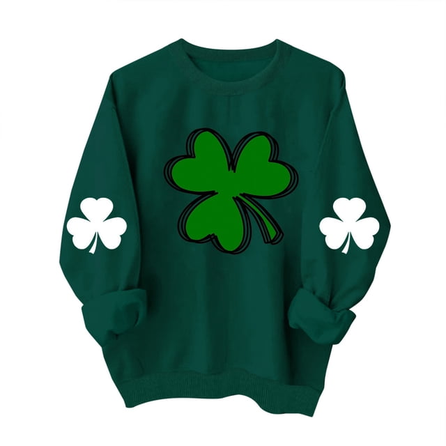 FAIWAD Chandails en Molleton pour Femmes de la Saint-Patrick Manches Longues Col Rond Épaule Tombante Pull Ample