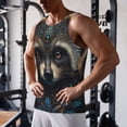 thumbnail image 5 of KLL Tribal Style Raccoon Print Men's Muscle Gym Workout Stringer Tank Tops Bodybuilding Fitness T-Shirts Tank Tops Men-Large, 5 of 7