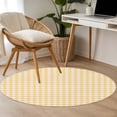 thumbnail image 6 of Buffalo Plaid Round Rug 3ft Washable Circle Entryway Rugs Non Slip Farmhouse Yellow Checkered Vintage Rustic Area Rug Indoor Floor Carpet for Bedroom Kitchen Living Room Office Dining Room Nursery, 6 of 9