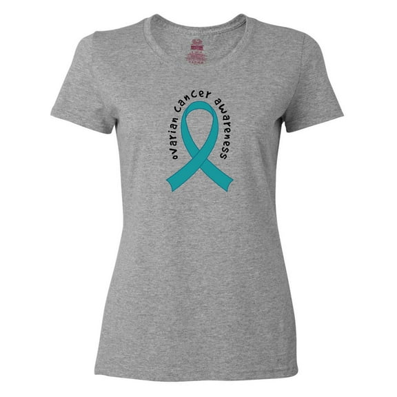 Inktastic Ovarian Cancer Awareness Ribbon Women's T-Shirt