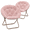 Pink, variant on LiteHaven 2 Pieces Round Folding Faux Fur Saucer Chair for Bedroom Living Room Dorm Foldable Metal Frame Oversized Large Comfy Furry Padded Soft Lounge Lazy Cozy Moon Chair for Adults,Black