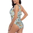 thumbnail image 4 of Sikiie Tribal Animals Print Women One Piece Swimsuits Tummy Control One Shoulder Bathing Suits Ruffle Swimwear, From S to XXL-Medium, 4 of 6