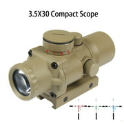 TAN BDC Reticle 3.5X30 Ultra Compact Prismatic Red Blue Green Illuminated Fixed Power Scope