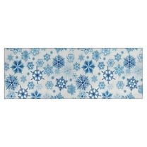 Blue Christmas Snowflake Pattern Kitchen Rug Mat,Kitchen Runner Rugs Non Skid Washable,Decorative Kitchen Floor Mats for Kitchen,Sink,Laundry,17"X47"