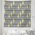 thumbnail image 1 of Feather Tapestry, Hand Drawn Repeating Pattern Ornate Feathers Style, Fabric Wall Hanging Decor for Bedroom Living Room Dorm, 5 Sizes, Black White Mustard, by Ambesonne, 1 of 1
