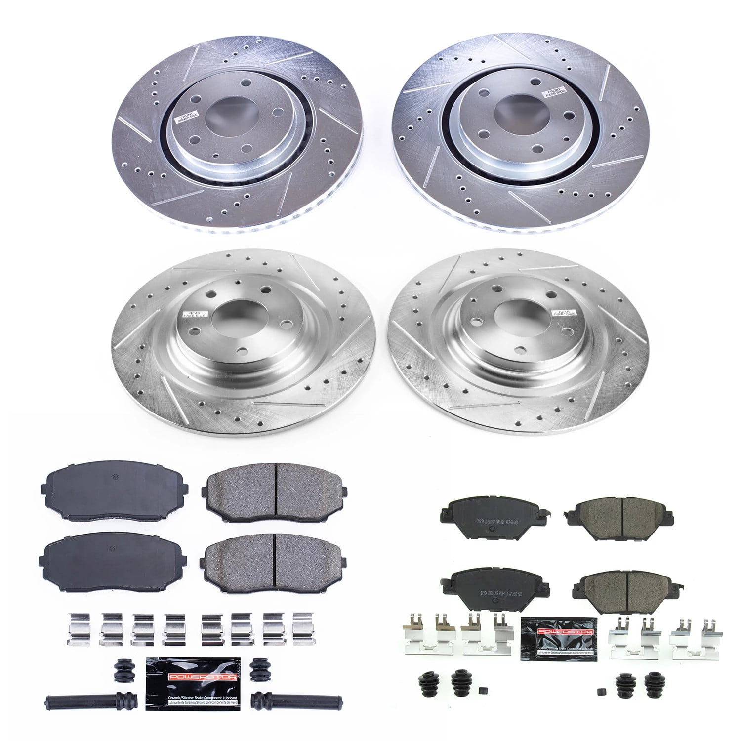 PowerStop Front and Rear Z23 Evolution Sport Carbon-Fiber Ceramic Brake Pad and Drilled & Slotted Rotor Kit Fits: MAZDA Select Models K7610