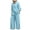 Sky Blue, variant on Wyongtao Womens Cotton Linen 2 Pieces Outfits Solid Long Sleeve Button Lapel Shirts Tops Comfy Wide Leg Pants Lounge Set Suits Sky Blue L