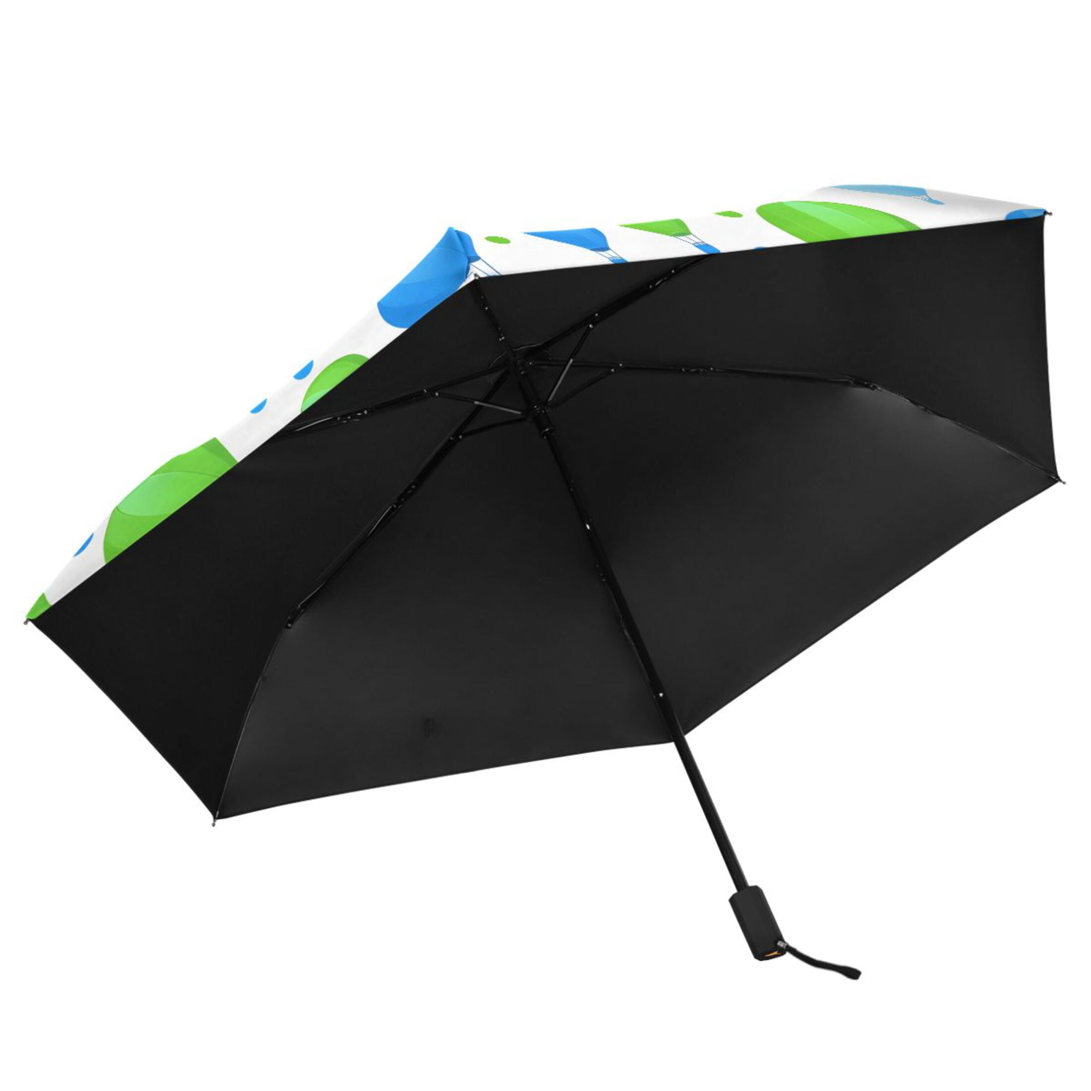 Blue Green Balloon Compact Sun Umbrella Windproof Travel Umbrellas for Rain Strong Portable UV Protection