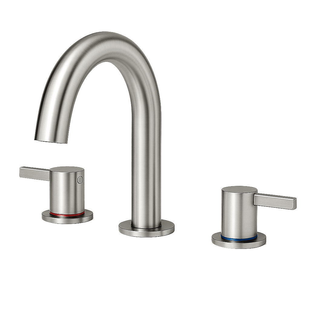 3 Hole Brushed Nickel Bathroom Faucet, Dual 304 Stainless Steel Handles, Modern Lead-Free Ceramic Valve Faucet, 1.5 GPM Straight Aerator Spout for Bathroom Sink