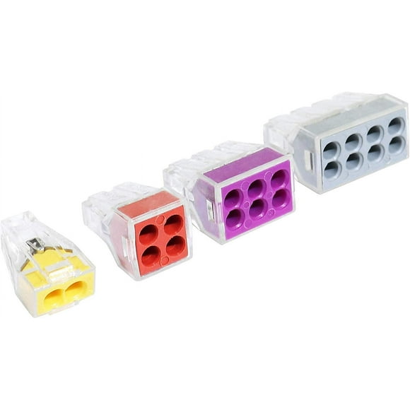 Push-in Wire Connector Wall-Nut 2/4/6/8 Port Conductor Combination Assortment Pack for Junction Boxes, Non-Twist Connector for Solid, Stranded, and Tin Bonded Wire 40 Pack