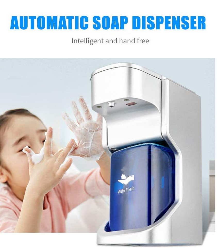 White-300ml//10.5oz Waterproof Hand Free Soap Dispensers with Infrared Motion Sensor foaming soap Pump for Bathroom Kitchen Hotel Restaurants Toilet Office MinRi Automatic soap dispenser