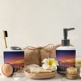 thumbnail image 5 of Ambesonne Landscape Soap Dispenser & Toothbrush Holder Set, Wooden Bridge on Sea, 2 Pcs, Orange Navy, 5 of 5