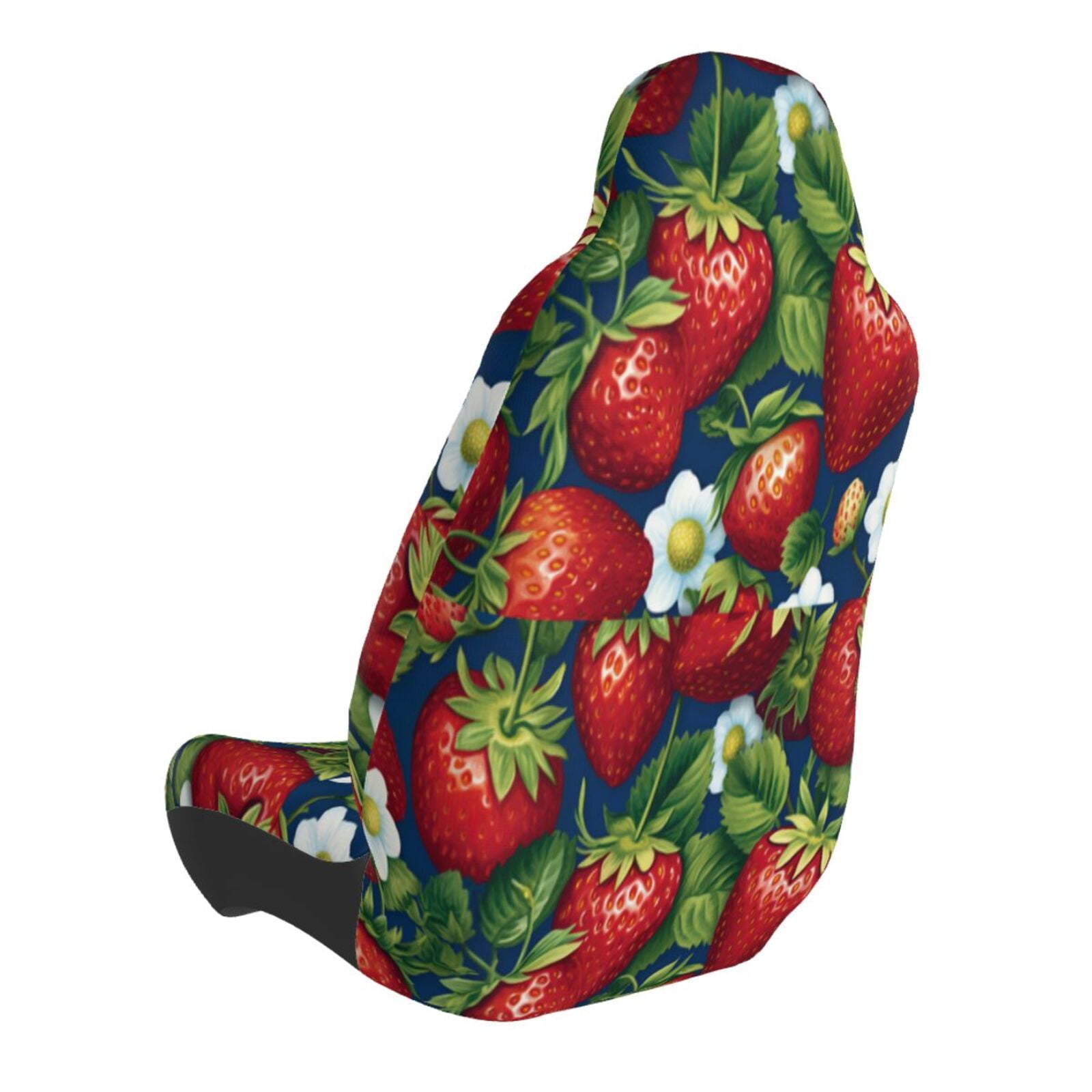 Naloa Strawberry2 Car Seat Covers Universal Front Seat Coves for Car Accessories ,Padded Car Covers for Automotive, SUV, Truck, and Van