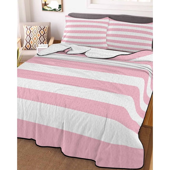 Pink Stripe, Twin XL Size Down Alternative Comforter, Lightweight Comforter Quilt Bedding Set with Pillow Shams Abstract Geometric All Seasons Bed Comforter Duvet Insert 68"x98"