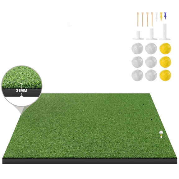 Thicken Golf Mat, 5x4ft Practice Turf, Indoor/Outdoor, Training Aid with 9 Golf Balls