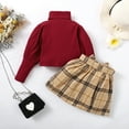 thumbnail image 4 of NZRVAWS Infant Baby Girl Outfit Set 18 Months Girls Turtleneck Sweater Long Sleeve Top and Plaid Skirt 24 Months Baby Girl Clothes, 4 of 7